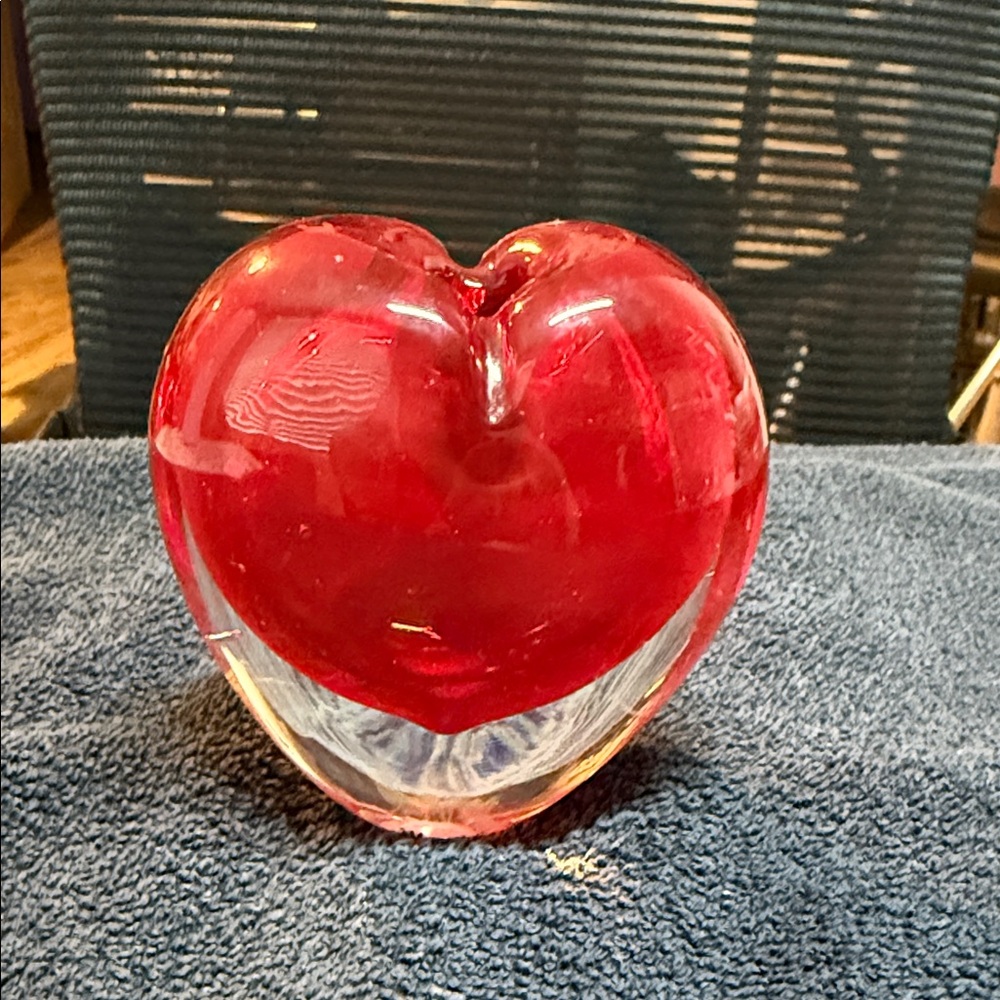 Crimson Heart Glass Art Piece
